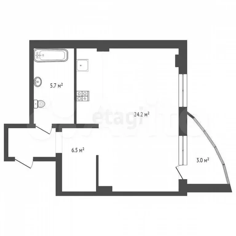 Квартира-студия, 36,4 м, 6/16 эт. - Фото 0