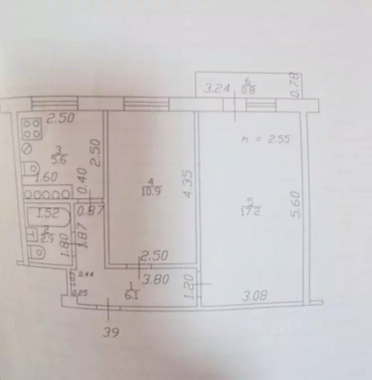 2-к кв. Татарстан, Казань ул. Чкалова, 1 (42.7 м) - Фото 2