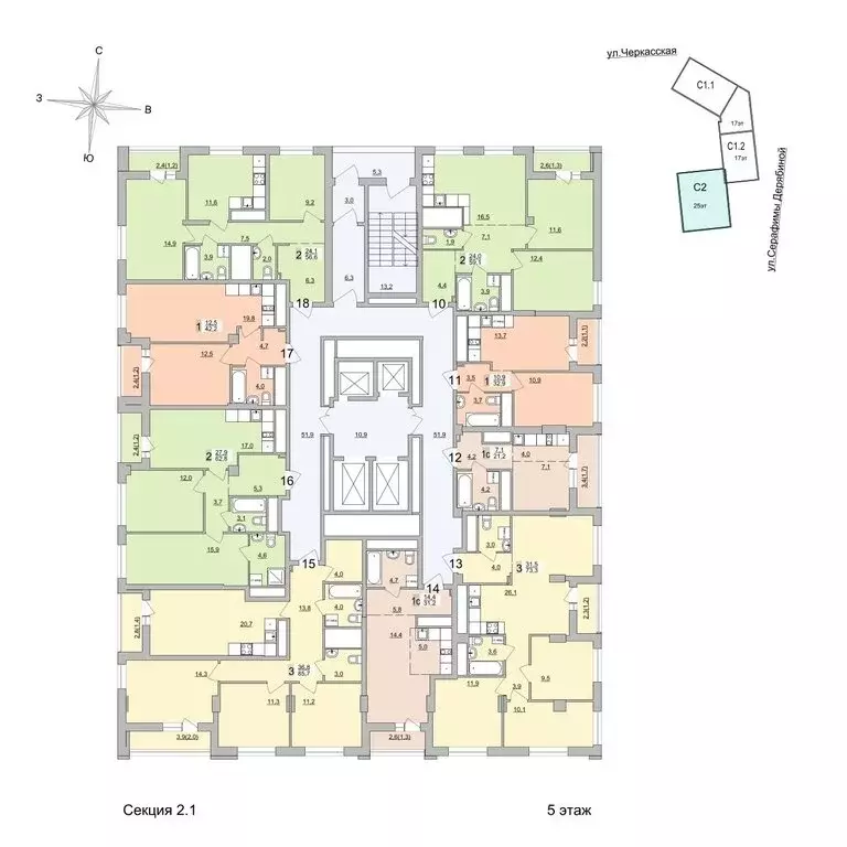 2-комнатная квартира: Екатеринбург, Черкасская улица, 5к3 (62.8 м) - Фото 1