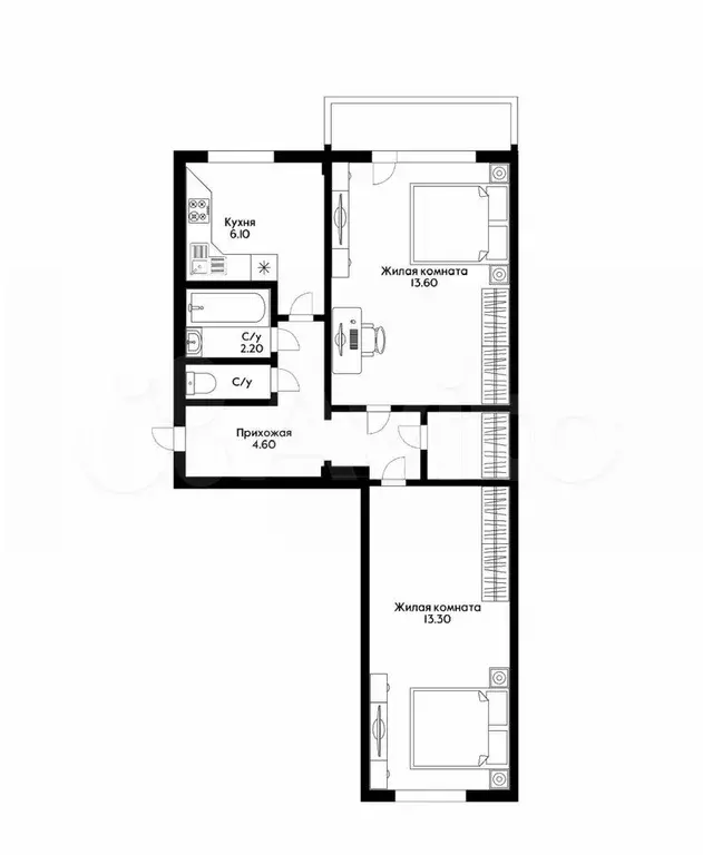 2-к. квартира, 48 м, 4/5 эт. - Фото 0