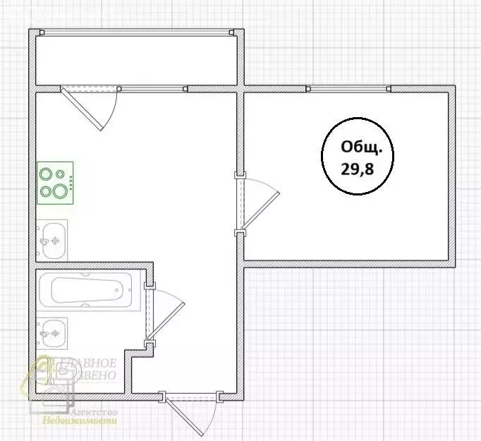 1-комнатная квартира: Обь, Большая улица, 23 (29.8 м) - Фото 2