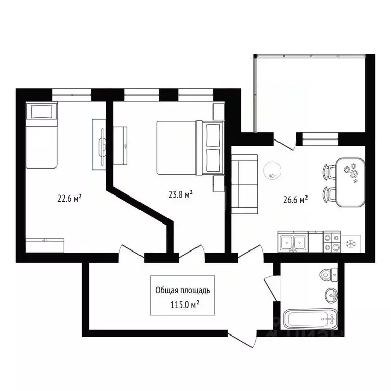 3-к кв. Новосибирская область, Бердск Изумрудный городок, 6 (115.0 м) - Фото 2