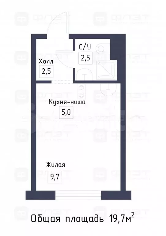 1-к. квартира, 19,7 м, 12/17 эт. - Фото 0