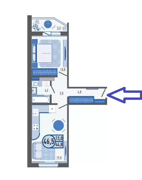 Продаётся 1-к квартира, 45 м - Фото 1