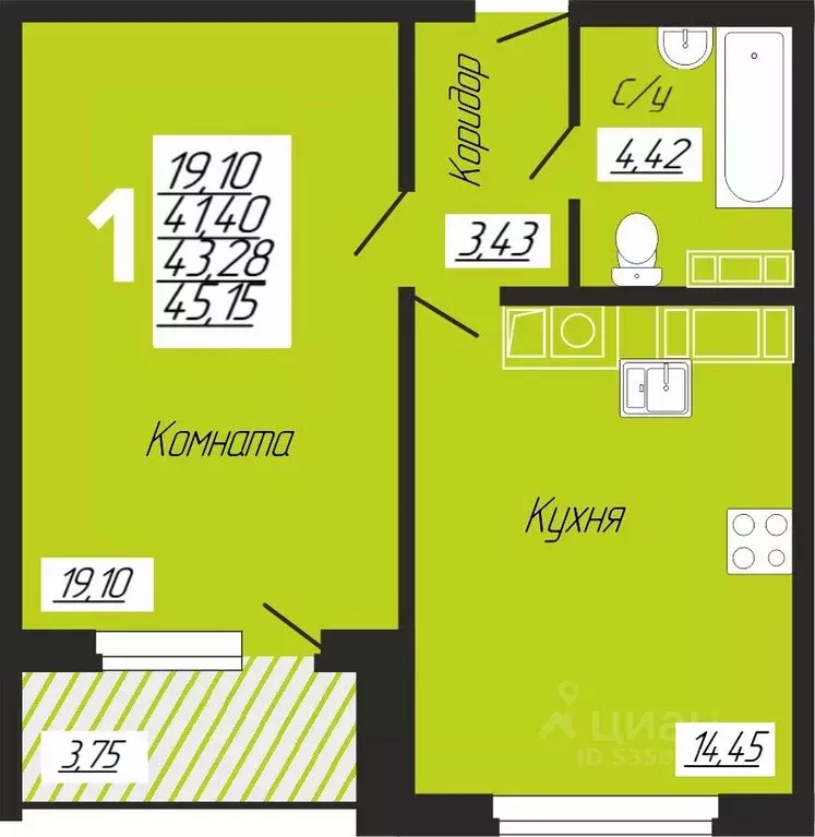 1-к кв. Смоленская область, Смоленск ул. Филатова, 3 (45.15 м) - Фото 0