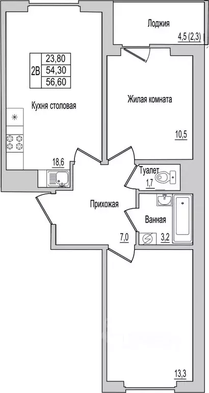 2-к кв. Псковская область, Псков ул. Юности, 10к1 (56.6 м) - Фото 1