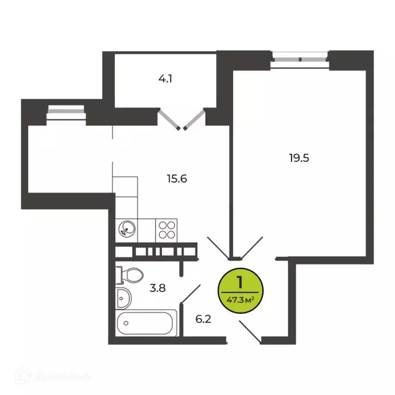 Продаётся 1-к квартира, 47.3 м - Фото 1