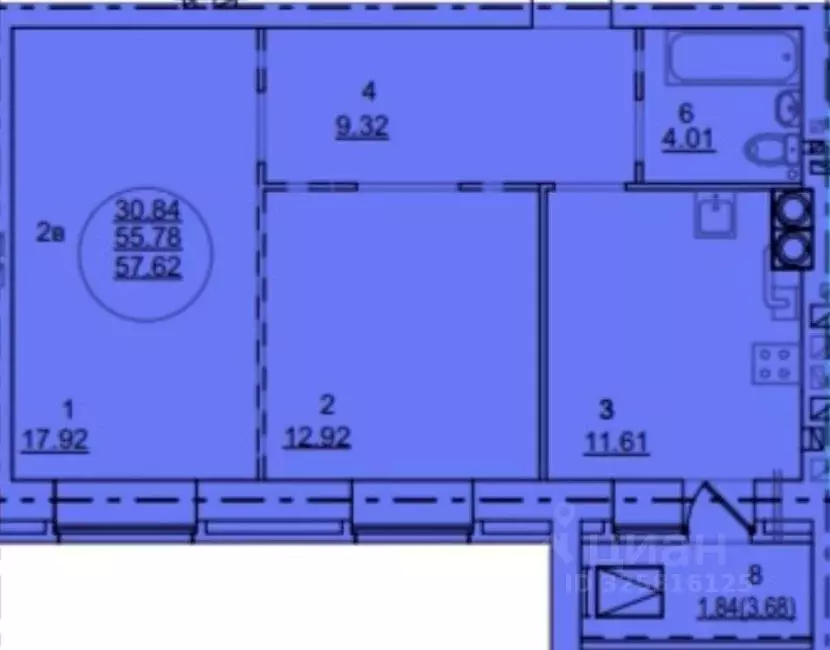 2-к кв. Марий Эл, Йошкар-Ола Театральный мкр,  (57.62 м) - Фото 1