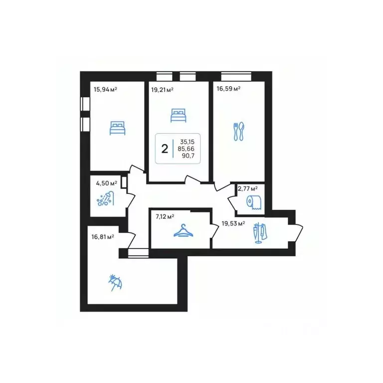 2-к кв. Липецкая область, Липецк Авторский жилрайон,  (90.7 м) - Фото 1
