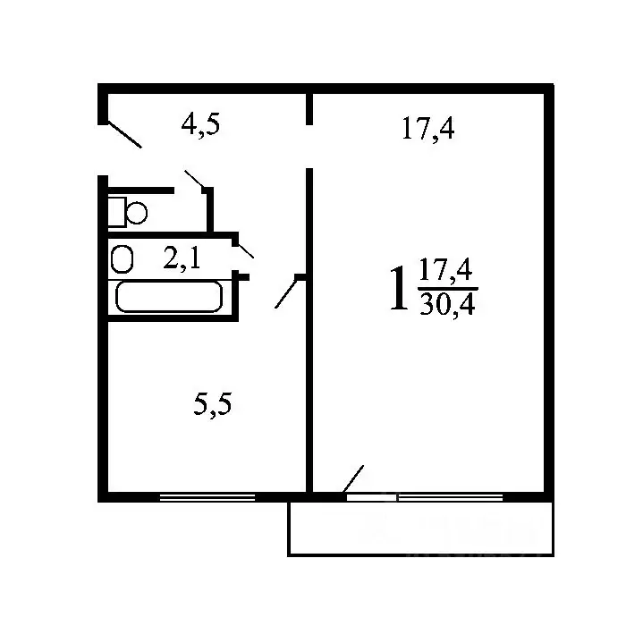 1-к кв. Татарстан, Казань ул. Ахтямова, 24 (32.0 м) - Фото 1