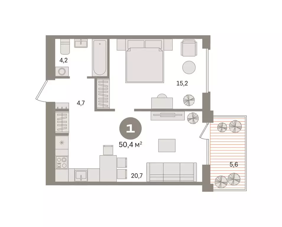 1-комнатная квартира: Новосибирский район, рабочий посёлок Краснообск, ... - Фото 2