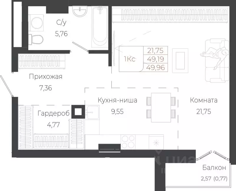 1-к кв. Алтай, Майминский район, с. Майма ул. Энергетиков (49.96 м) - Фото 1