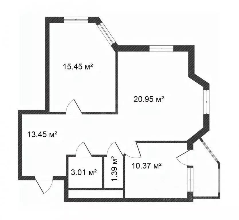 2-к кв. Тюменская область, Тюмень Первомайская ул., 50 (65.4 м) - Фото 1