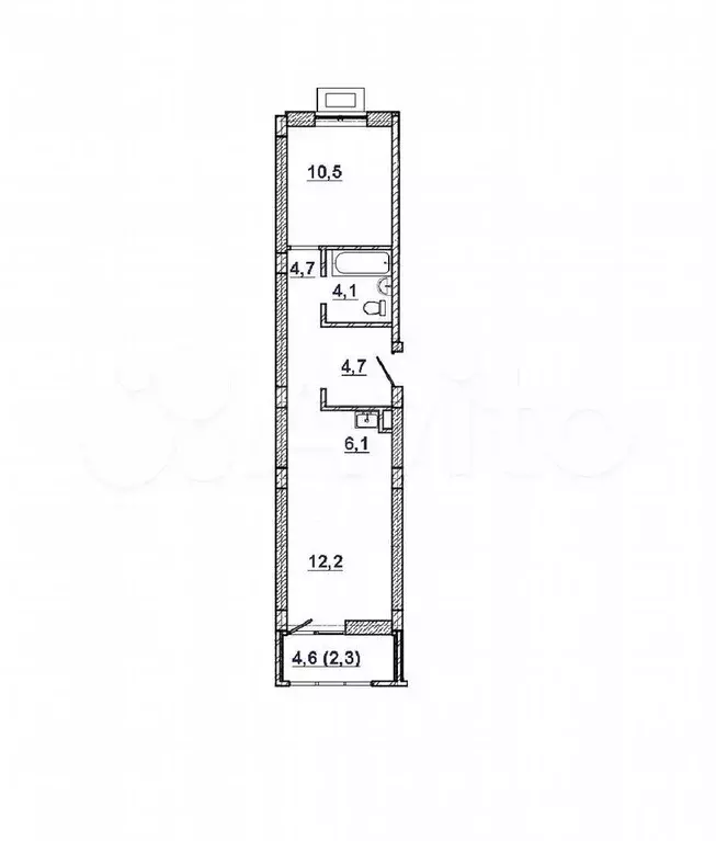 1-к. квартира, 41,9 м, 2/8 эт. - Фото 1
