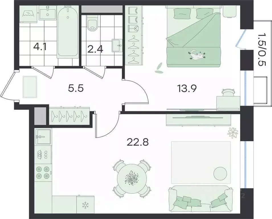 1-к кв. Московская область, Раменский муниципальный округ, Ильинский ... - Фото 1