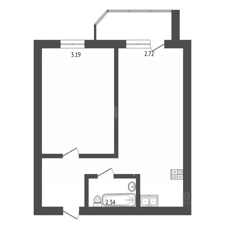 1-к кв. Вологодская область, Вологда Архангельская ул., 12 (41.7 м) - Фото 2