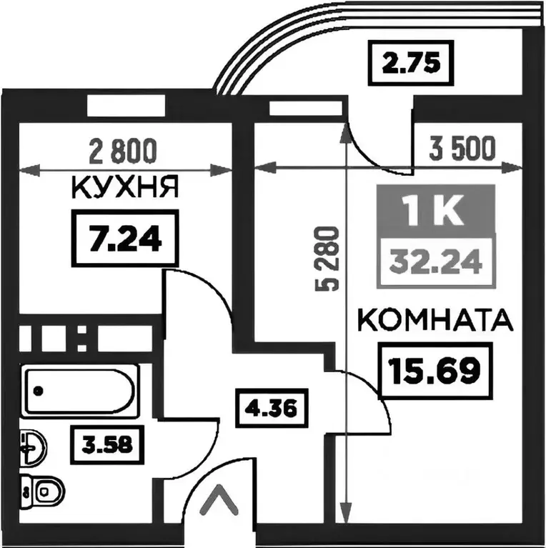 1-к кв. Краснодарский край, Краснодар Воронежская ул., 47Д (30.0 м) - Фото 1