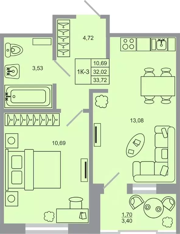 1-к кв. Ленинградская область, Всеволожский район, пос. Бугры Стороны ... - Фото 1