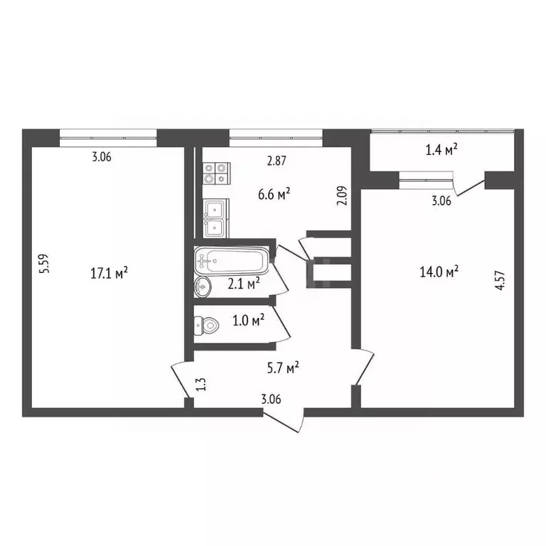 2-к кв. Мордовия, Саранск ул. Пушкина, 24 (47.1 м) - Фото 1