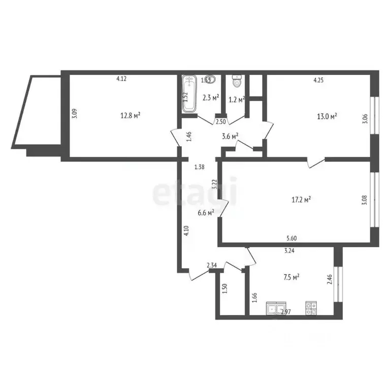 3-к кв. Оренбургская область, Оренбург Брестская ул., 16/1 (66.0 м) - Фото 1