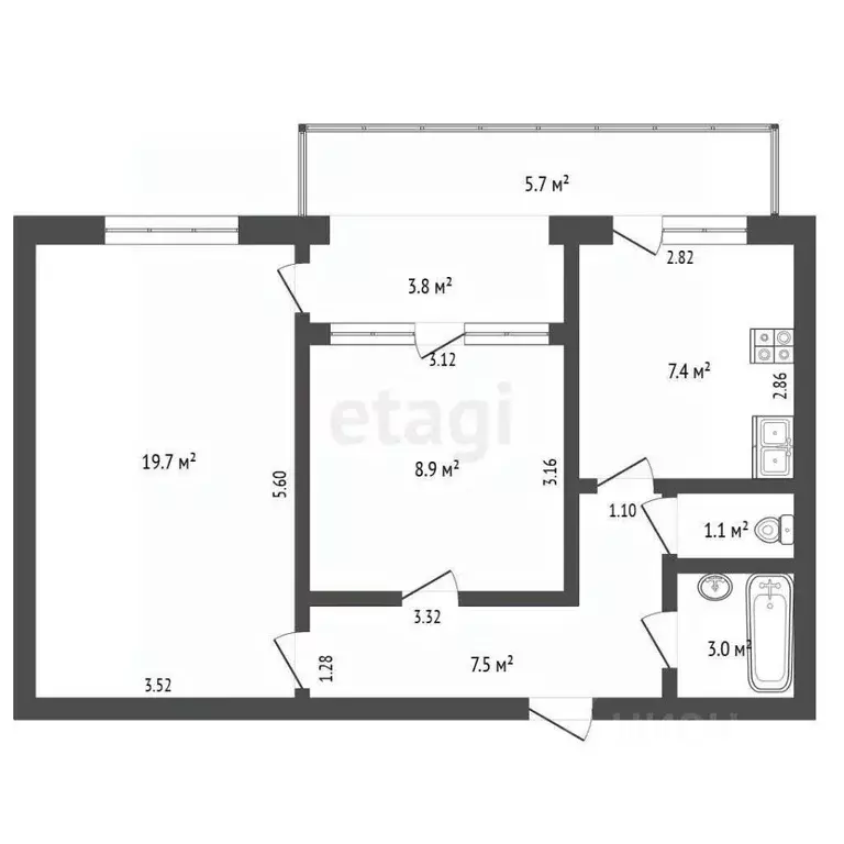 2-к кв. Крым, Евпатория городской округ, Новоозерное пгт ул. ... - Фото 2