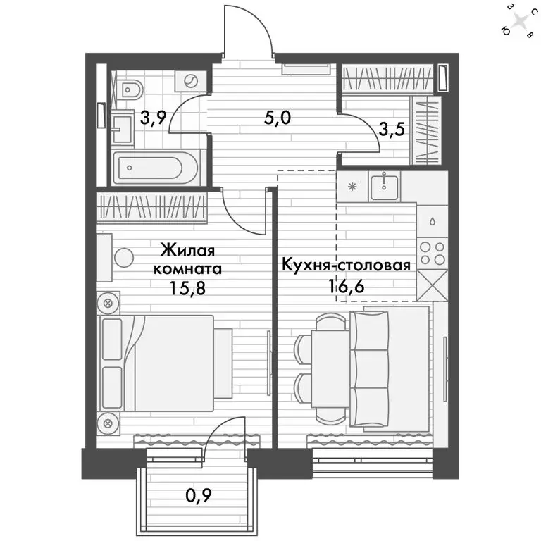 2-комнатная квартира: Владивосток, улица Крылова, 10 (45.7 м) - Фото 0