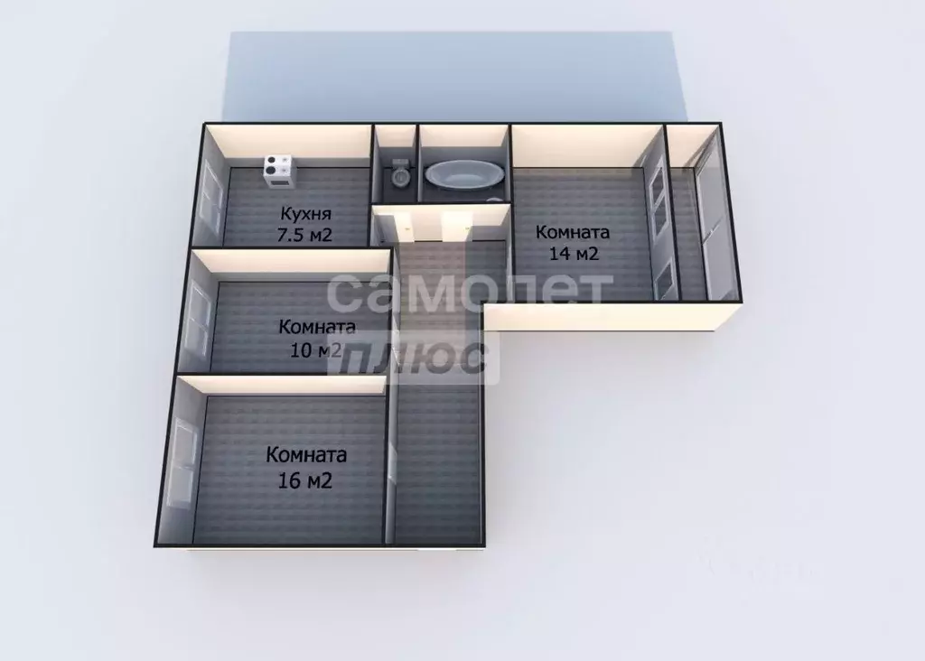 3-к кв. Пензенская область, Пенза ул. Бородина, 1 (68.5 м) - Фото 2