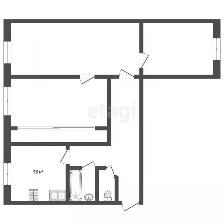 3-к кв. Костромская область, Костромской район, Самсоновское с/пос, д. ... - Фото 2