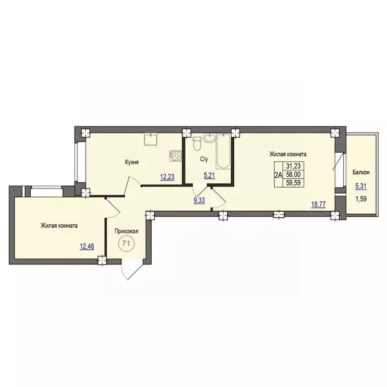 2-к кв. Псковская область, Псковский район, Завеличенская волость, д. ... - Фото 1