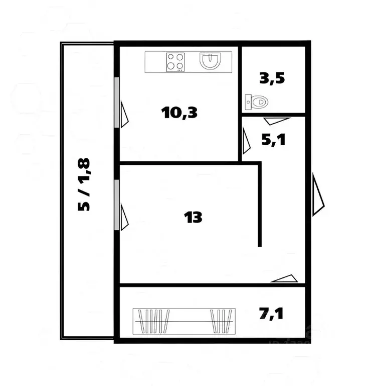 1-к кв. Красноярский край, Красноярск Светлогорская ул., 11А (42.0 м) - Фото 2