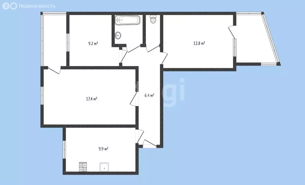 3-комнатная квартира: Черкесск, Октябрьская улица, 336 (62.9 м) - Фото 0