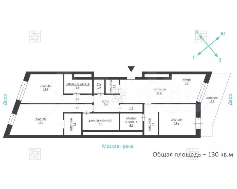 4-к. квартира, 130 м, 3/9 эт. - Фото 0
