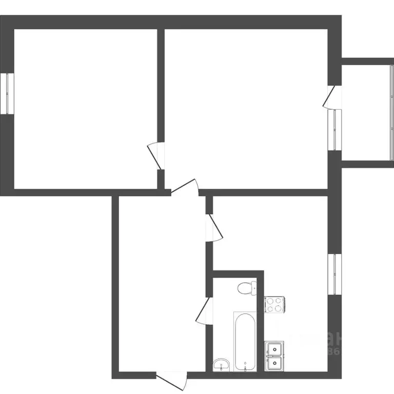 2-к кв. Омская область, Омск просп. Мира, 165Б (57.8 м) - Фото 1