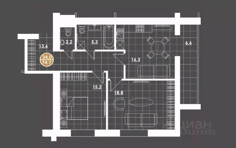 2-к кв. Пензенская область, Пенза ул. Тимирязева, 11 (76.9 м) - Фото 0
