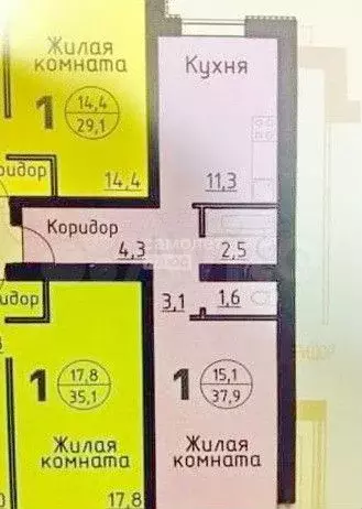 1-к. квартира, 38 м, 1/3 эт. - Фото 0