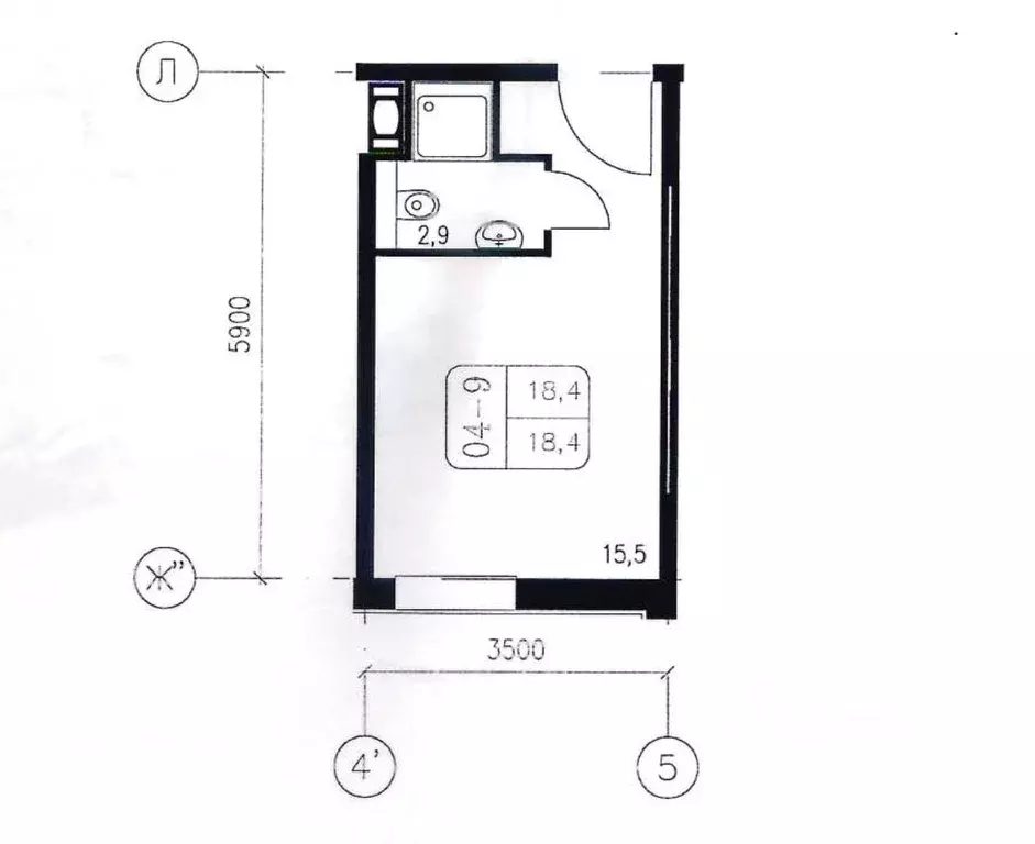 Студия Санкт-Петербург ул. Матроса Железняка, 2 (18.4 м) - Фото 1