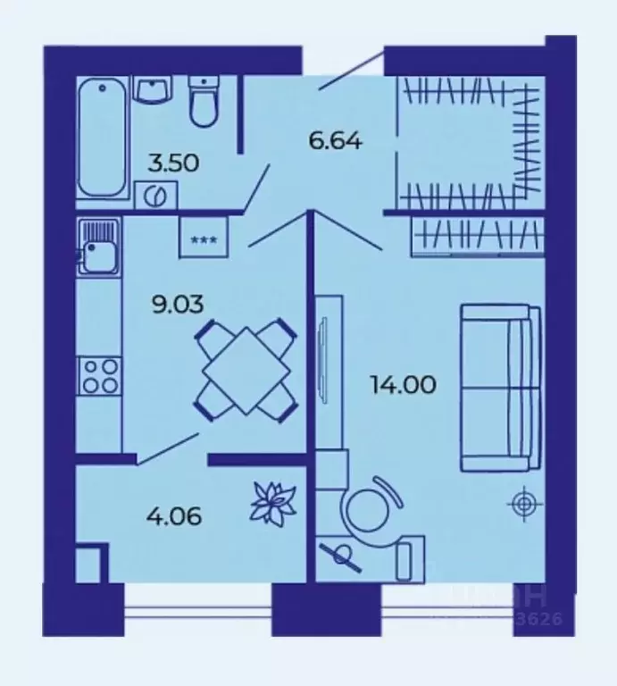 1-к кв. Брянская область, Брянск ул. Комарова, 47 (37.4 м) - Фото 1