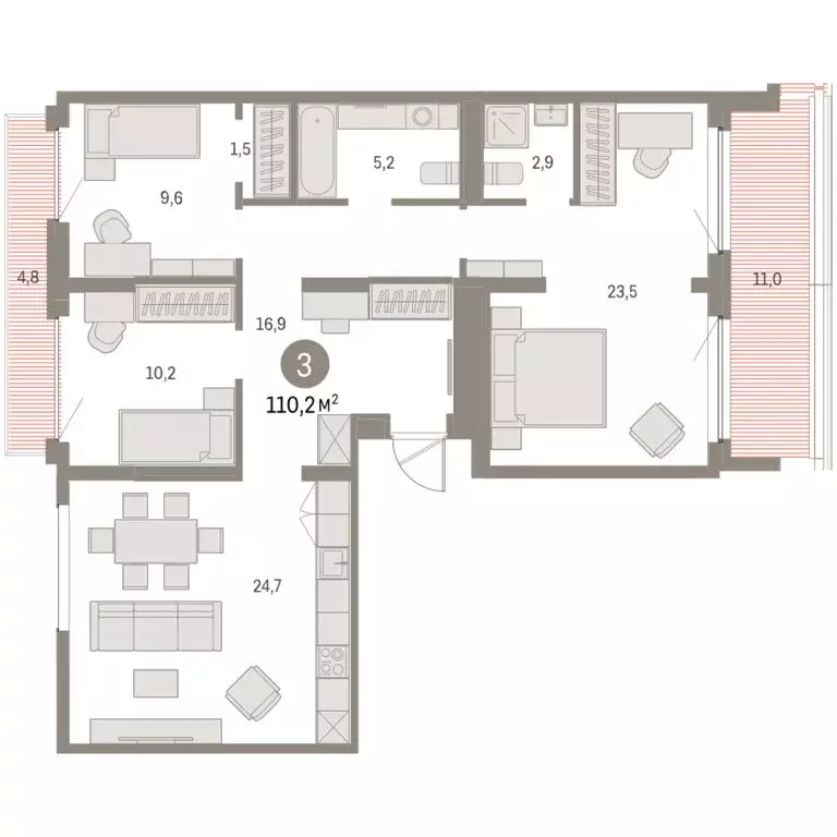 3-комнатная квартира: Екатеринбург, микрорайон Академический, 19-й ... - Фото 1