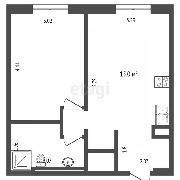 2-к кв. Москва Волгоградский просп., 32/5к1 (41.5 м) - Фото 2