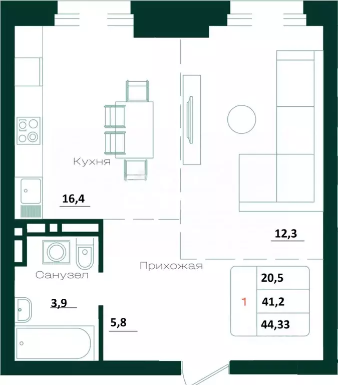 2-к кв. Алтайский край, Барнаул просп. Строителей, 18к1 (41.2 м) - Фото 1