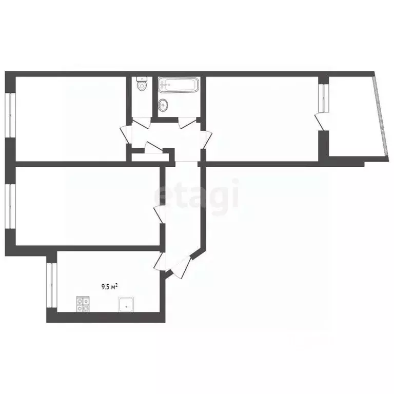 3-к кв. Тюменская область, Тюмень Ставропольская ул., 11 (65.6 м) - Фото 2