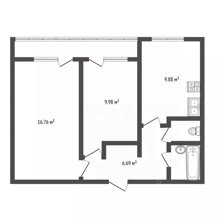 2-к кв. Ленинградская область, Всеволожский район, д. Юкки ул. ... - Фото 2