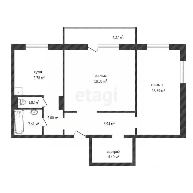 2-к кв. Красноярский край, Красноярск ул. Светлова, 44 (61.4 м) - Фото 1