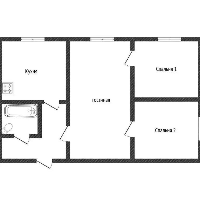 3-комнатная квартира: Зеленодольск, улица Тургенева, 33 (42.6 м) - Фото 1