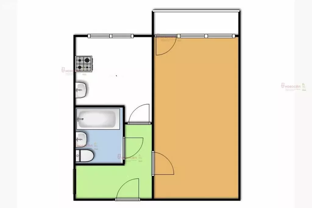 1-комнатная квартира: посёлок Двуреченск, улица Мира, 6 (32.5 м) - Фото 1