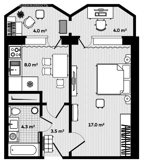 1-комнатная квартира: Тавричанка, улица Лазо, 9 (36.8 м) - Фото 0