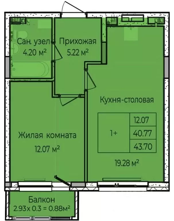 1-к кв. Удмуртия, с. Завьялово ул. Чкалова, 3 (41.47 м) - Фото 0