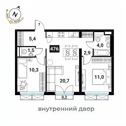 2-к кв. Москва Большая Филевская ул., 3к3 (55.8 м) - Фото 0