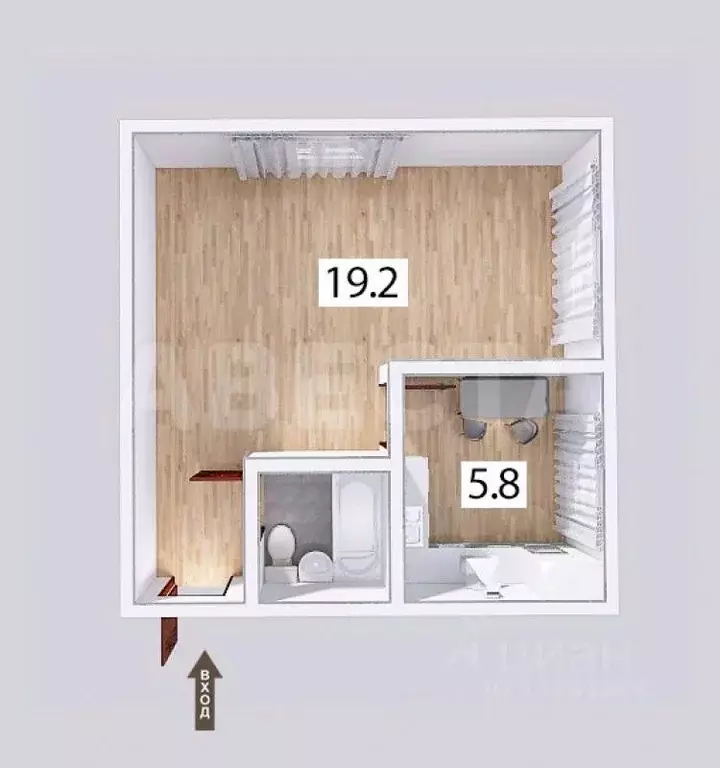 1-к кв. Омская область, Омск ул. Профинтерна, 23 (29.9 м) - Фото 2