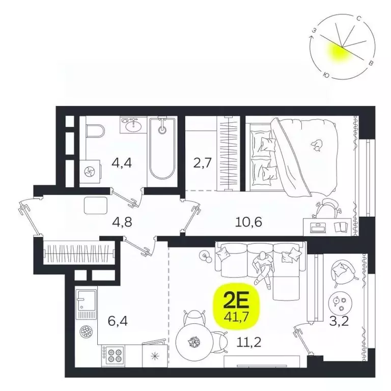 2-к кв. Свердловская область, Екатеринбург Южная Ботаника жилрайон, ... - Фото 1